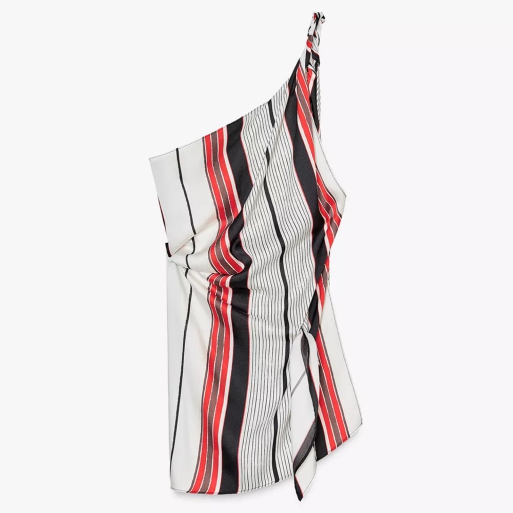 Zara Striped One-Shoulder Top
